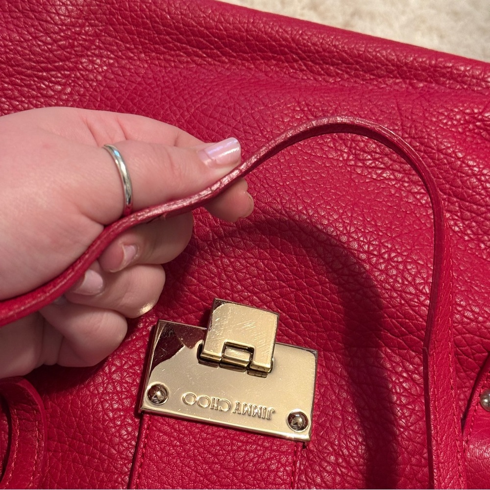 Jimmy Choo Rhea Red Leather Shopper with Dustbag - Picture 13 of 14